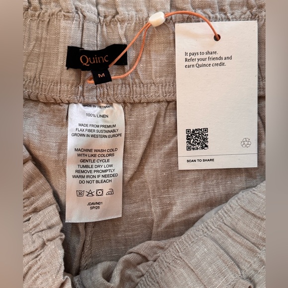 Quince NWOT 100% Linen High Waist Women Shorts - Light Tan Driftwood - Picture 4 of 5